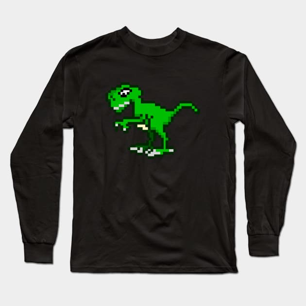 Trex Dinosaur pixelart Long Sleeve T-Shirt by nurkaymazdesing